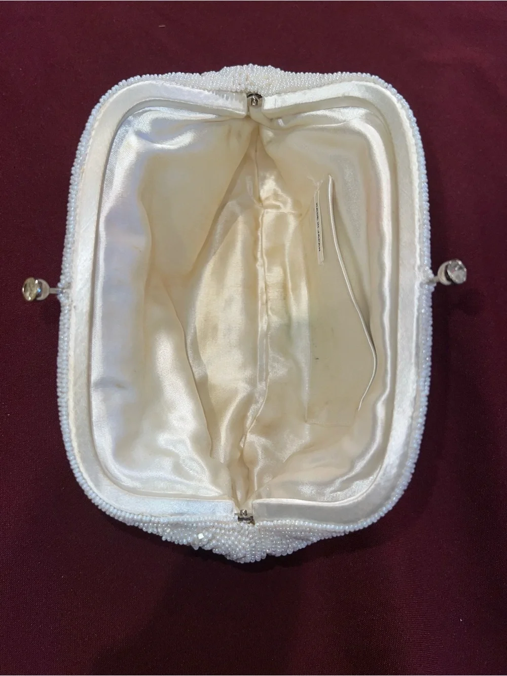 Vintage Ivory Beaded Evening Clutch,made in japan